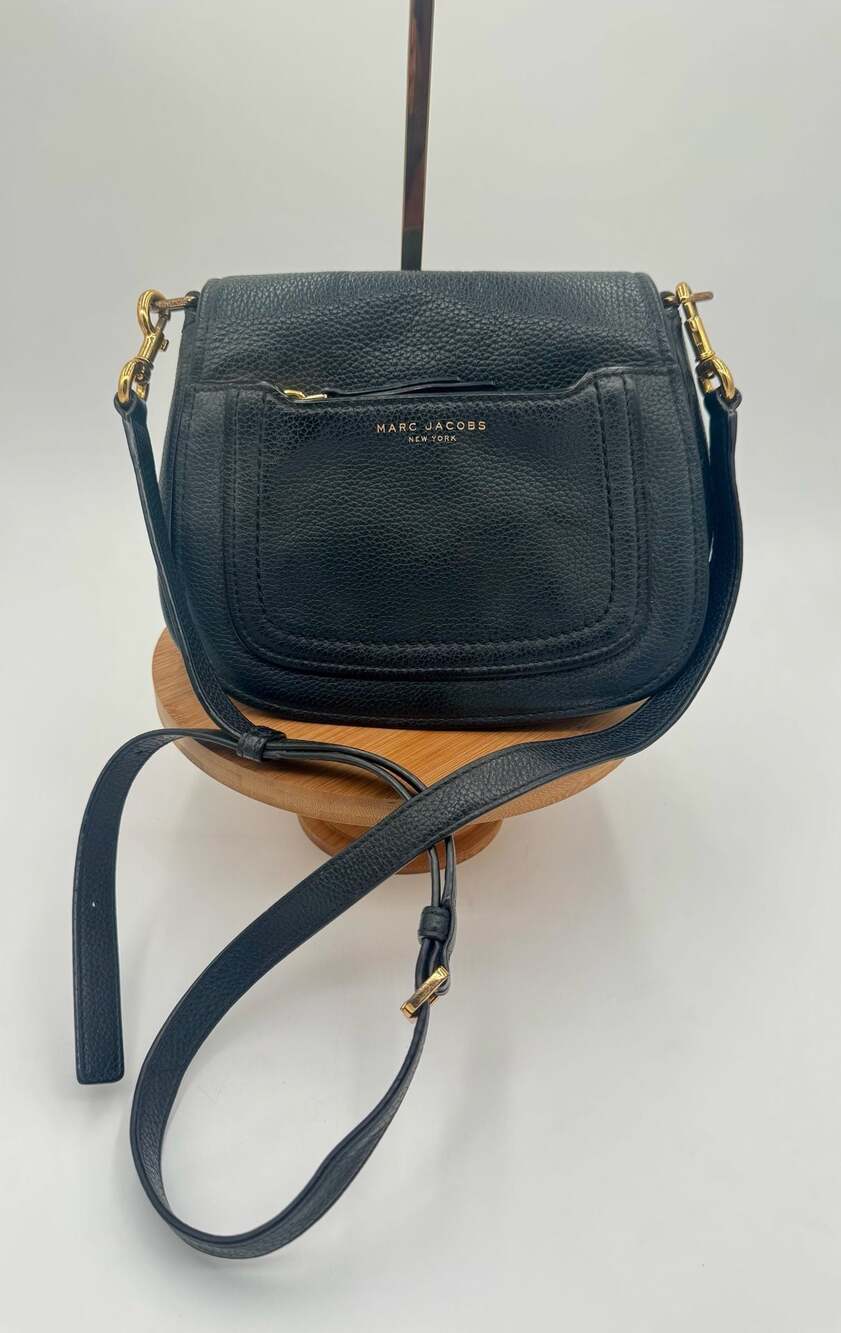 Marc Jacobs Empire City Mini Messenger Black Pebbled Leather Crossbody Bag